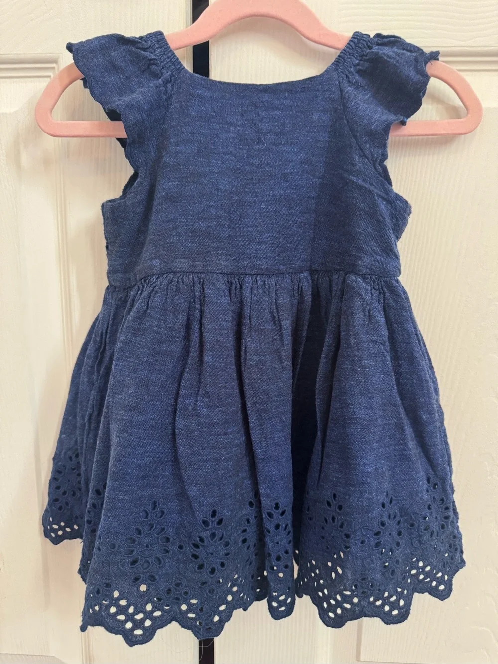 GAP Navy Blue Eyelet Flutter-Sleeve Dress